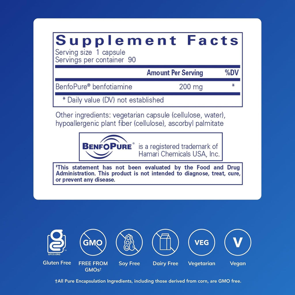 Pure Encapsulations BenfoMax - 200 mg Benfotiamina - 90 Cápsulas
