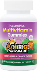 NaturesPlus Animal Parade Multivitamin Gominolas Infantiles - 90 unidades - Sabores Cereza, Uva y Naranja - Vegetariano, Sin Gluten