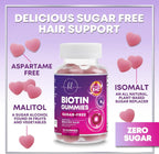 Gominolas de Biotina 5000 mcg con Vitaminas E y C para Cabello, Piel y Uñas - Hello Lovely! (120 unidades)