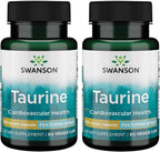 Swanson Ajipure Taurina 500 mg, 60 Cápsulas Vegetales (Paquete de 2)