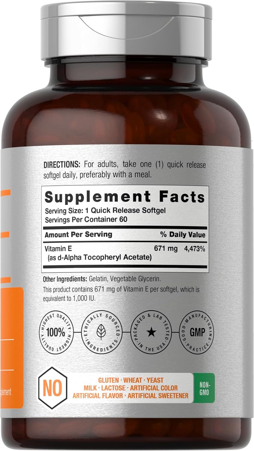 Horbaach Vitamina E 1000 UI (671 mg) - 60 Cápsulas Blandas