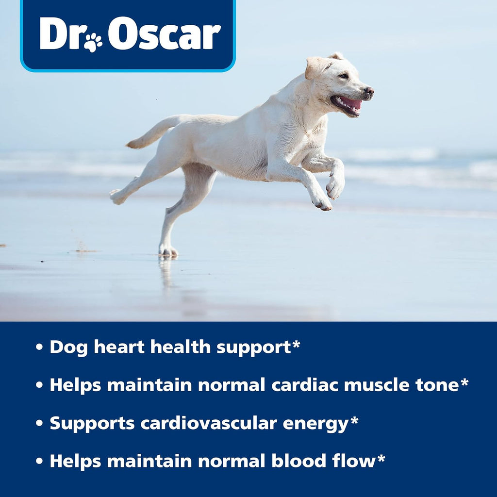 Dr. Oscar Suplemento de Taurina para Perros con L-Carnitina, 120 Comprimidos Masticables, 500mg de Taurina por cada 25lbs de Peso
