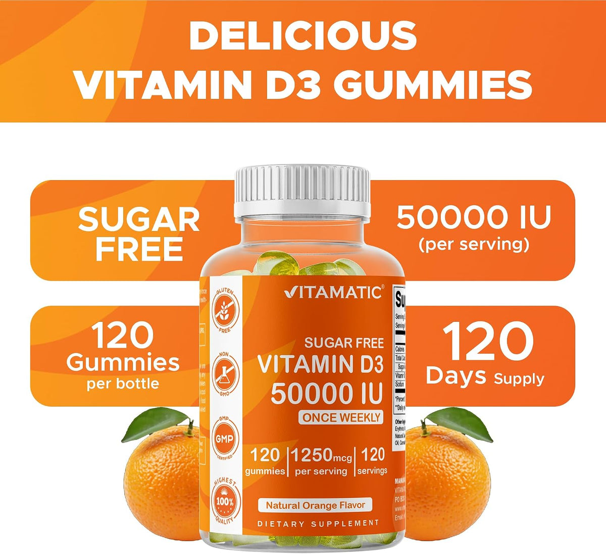 Vitamatic Vitamina D3 50.000 UI Sin Azúcar - – Contribuye al funcionamiento normal del sistema inmunitario* – Image 6