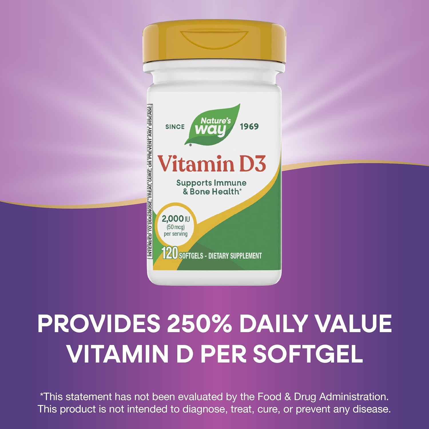 Nature's Way Vitamin D3, 2000 IU (50 mcg), 120 Softgels