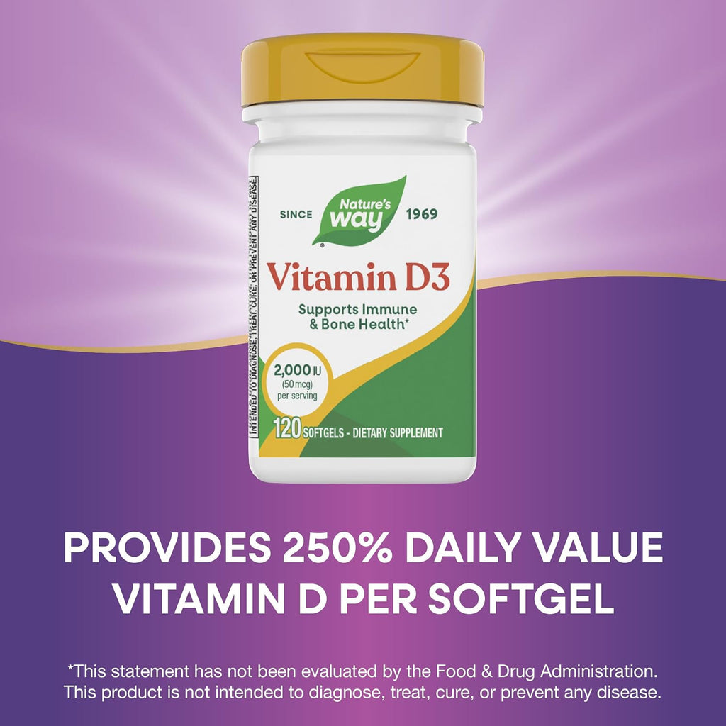Nature's Way Vitamina D3 2000 UI (50 mcg), 120 Cápsulas Blandas
