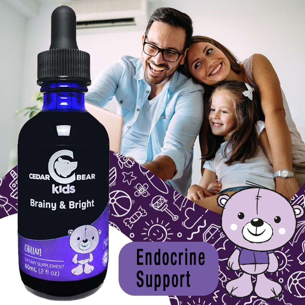 Cedar Bear Brainy & Bright para Niños - Apoya la Concentración, Memoria y Enfoque Mental 60ml