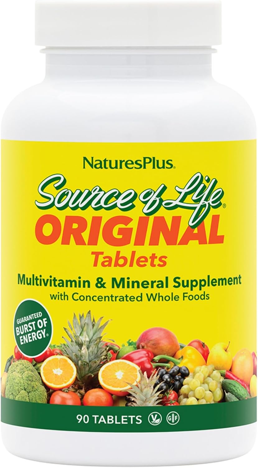 NaturesPlus Source of Life - 180 Tablets - Multivitamin and Mineral with Whole Food Concentrates - Gluten-Free - Vegetarian - 60 Servings