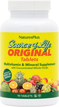NaturesPlus Source of Life - 90 Tablets - Multivitamin and Mineral Supplement with Whole Food Concentrates - Gluten-Free, Vegetarian - 30 Servings