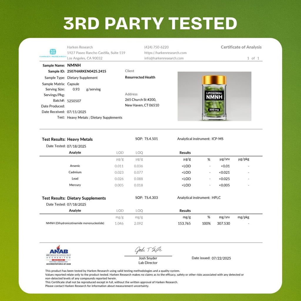 Resurrected Health NMNH Liposomal 300mg – 240 Cápsulas Veganas