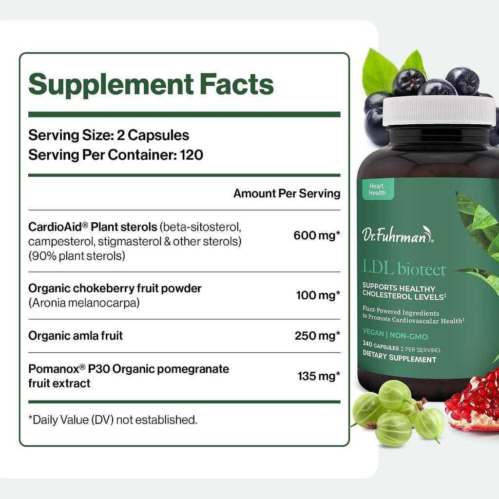 Dr. Fuhrman's LDL Biotect - Suplemento con Esteroles Vegetales y Extractos Orgánicos - 240 Cápsulas