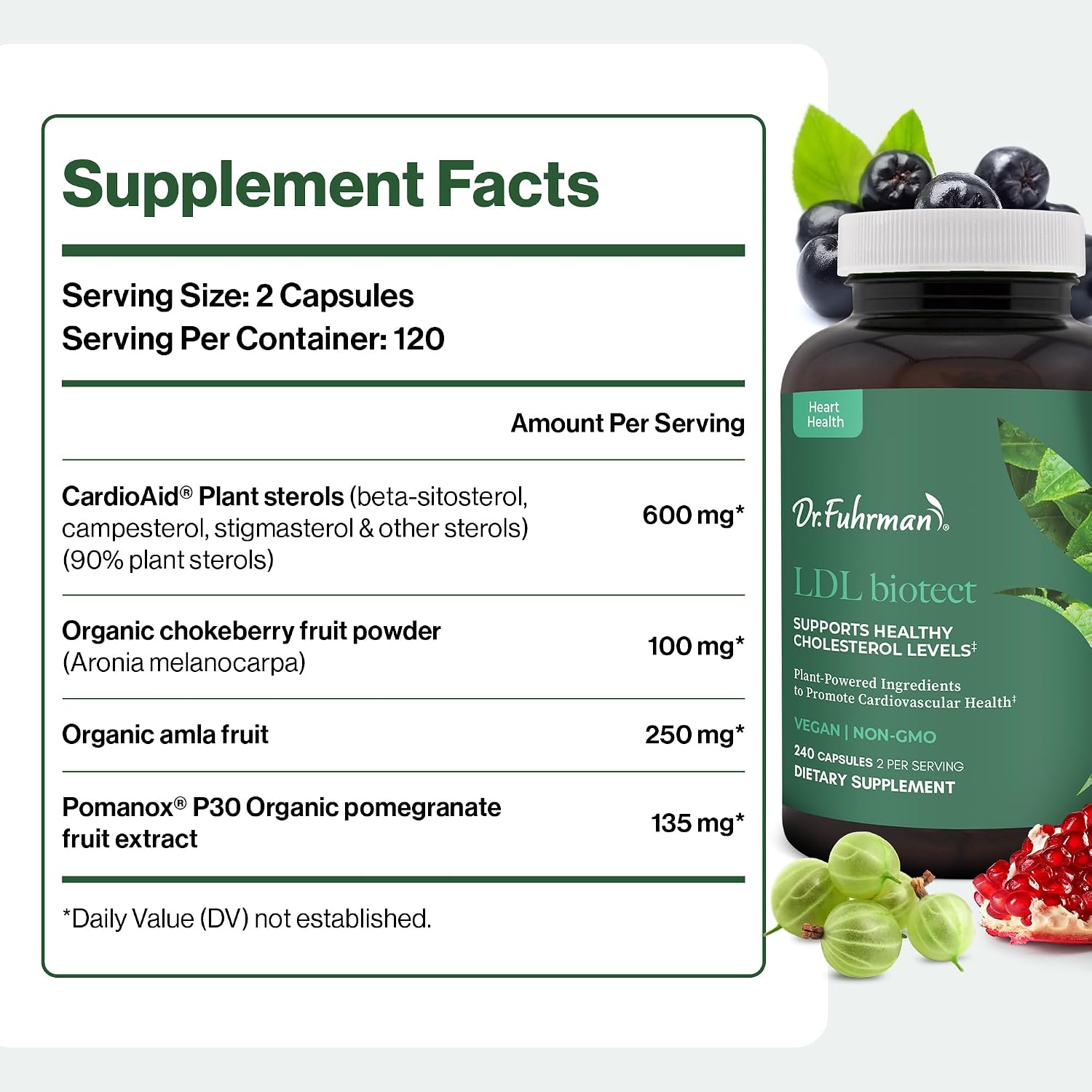 Dr. Fuhrman's LDL Biotect - Suplemento con Esteroles Vegetales y Extractos Orgánicos - 240 Cápsulas