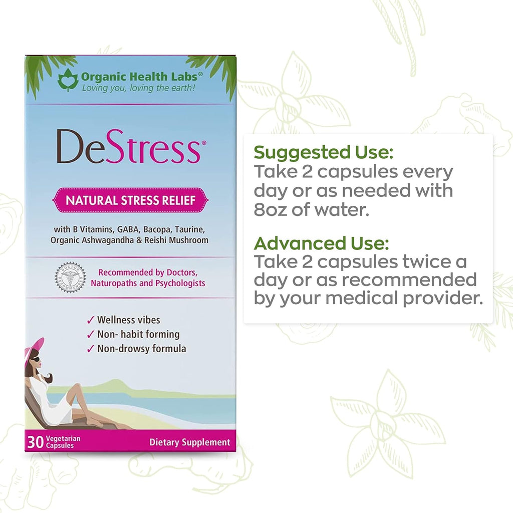 DeStress All-Natural: Alivio del Estrés, 30 Cápsulas Veganas