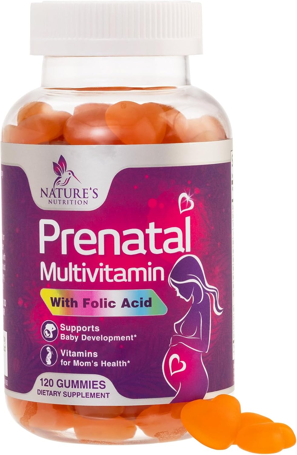 Vitaminas Prenatales en Gominolas con Ácido Fólico, Vitaminas A, C, D3, B12, B6 - 120 Gomitas