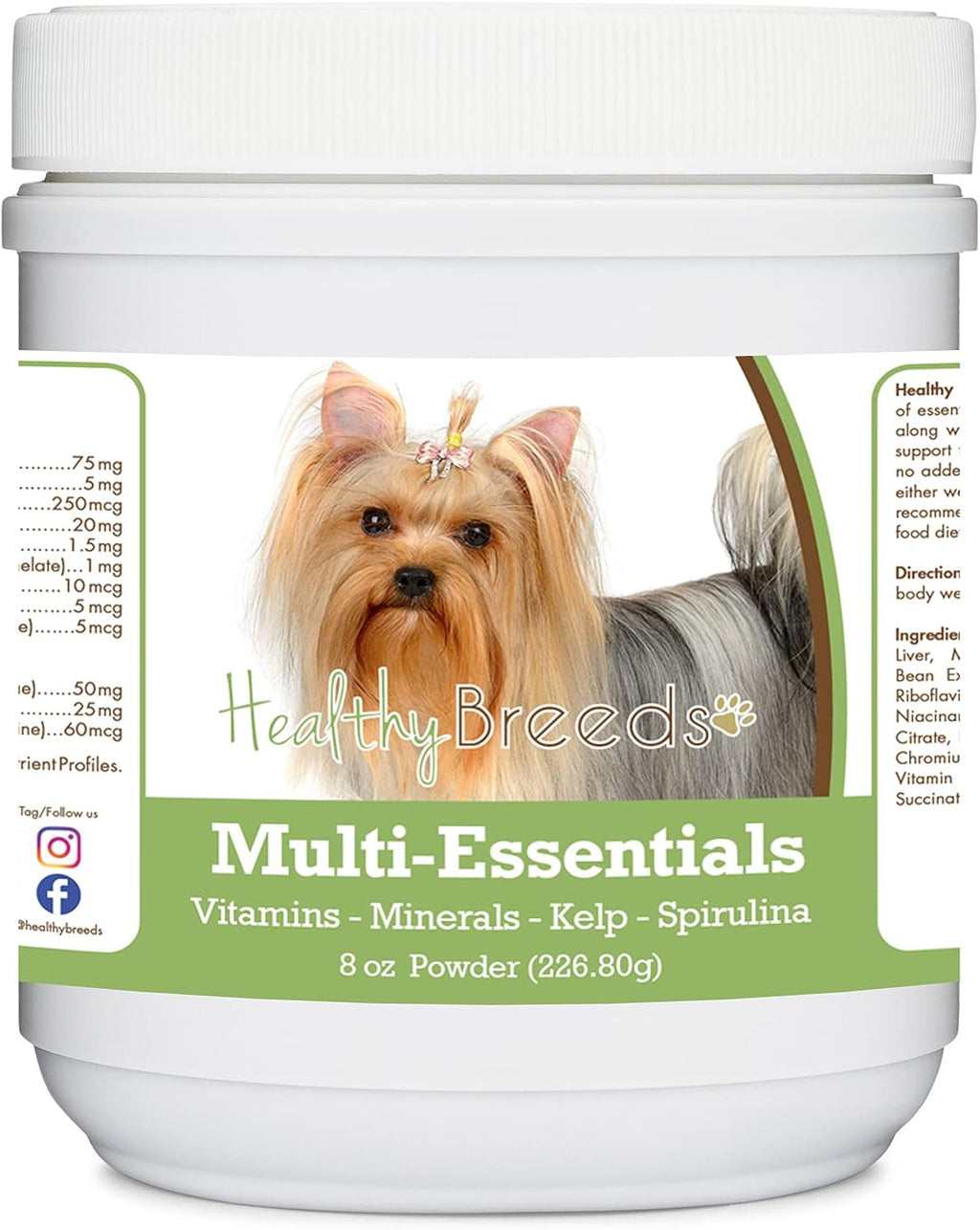 Healthy Breeds Yorkshire Terrier Multi-Essentials Powder for Dogs - Suplemento de Vitaminas, Minerales y Antioxidantes - 8 oz