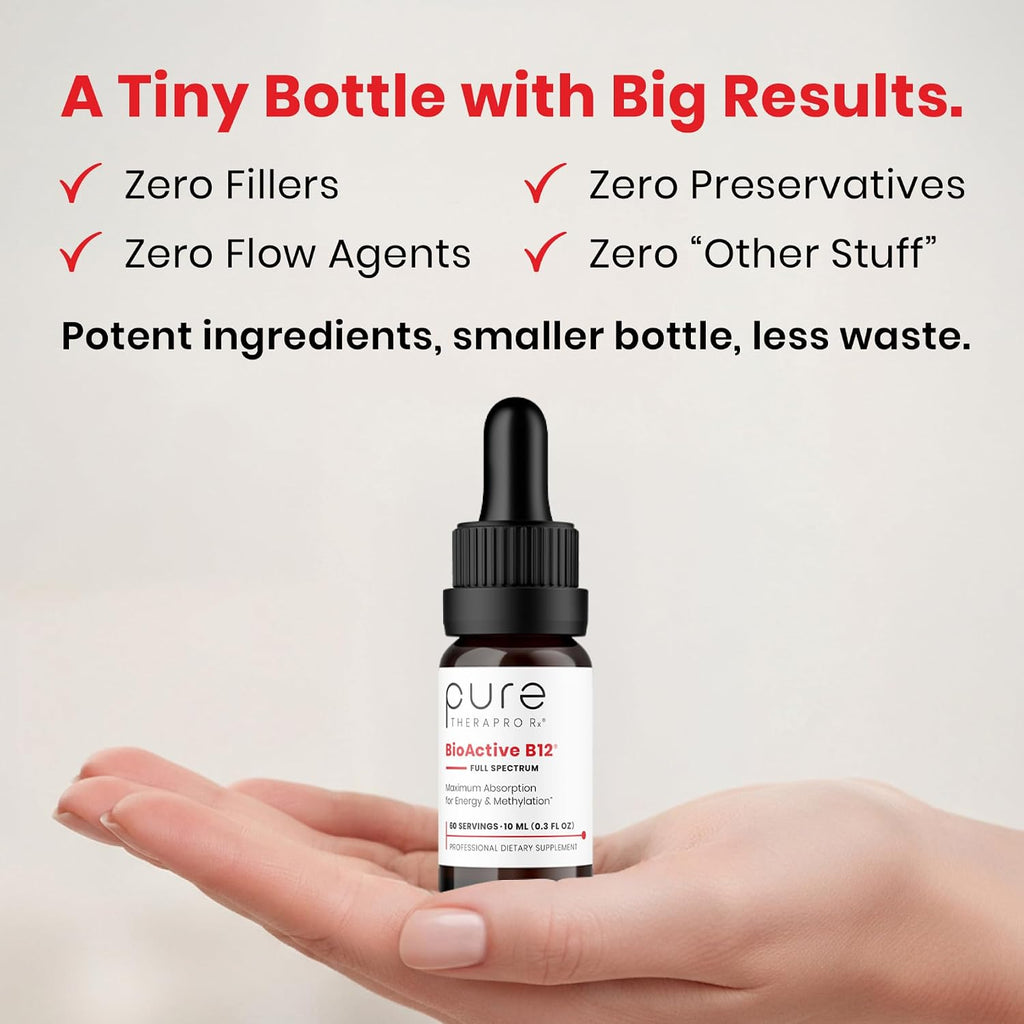 Pure Therapro Rx Vitamina B12 Sublingual - 5000 mcg con Metilcobalamina, Adenosilcobalamina e Hidroxocobalamina - 10 ml