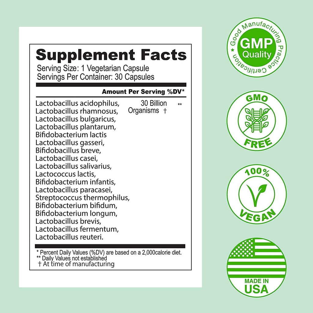 ASULABS® Fórmula Probiótica Avanzada – 18 Cepas, 30 Billones de UFC, Cápsulas Vegetarianas