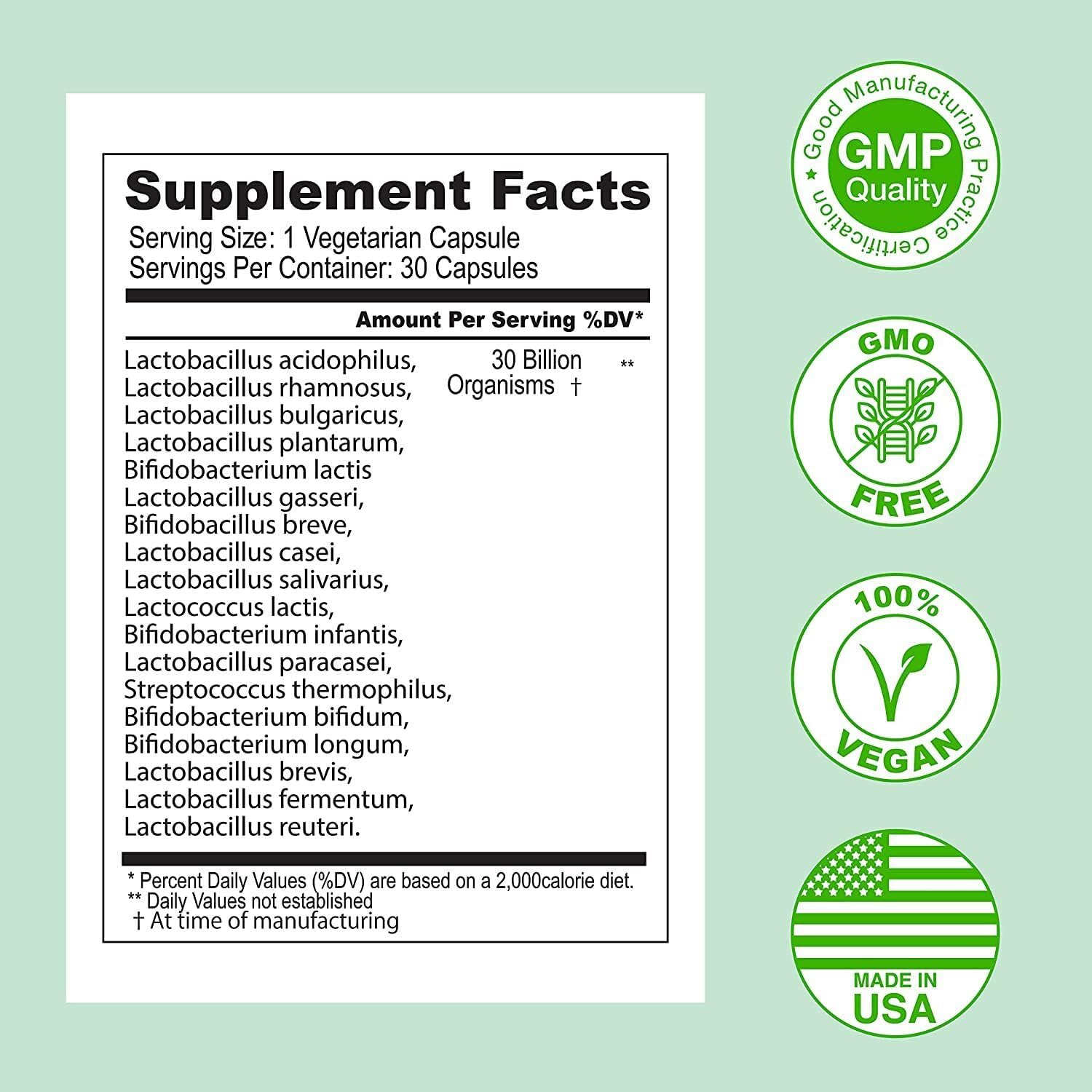ASULABS® Fórmula Probiótica Avanzada – 18 Cepas, 30 Billones de UFC, Cápsulas Vegetarianas