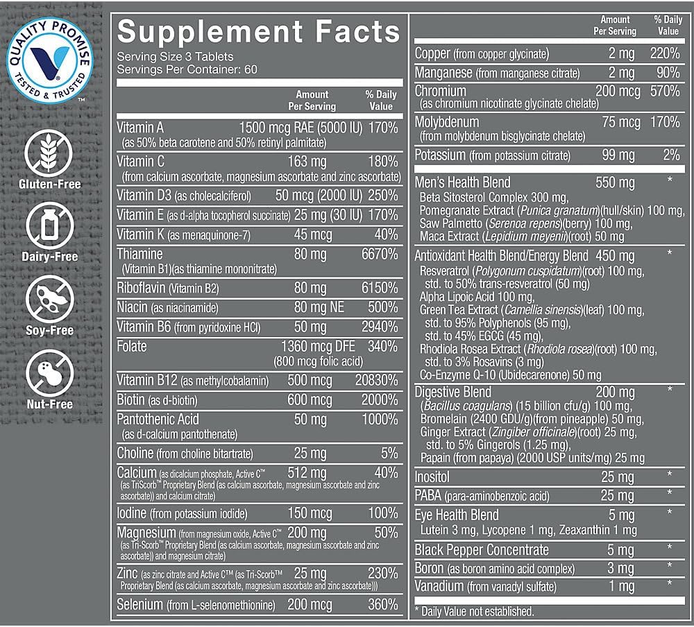 The Vitamin Shoppe Ultimate Man Multivitamínico para Hombres - 180 Comprimidos