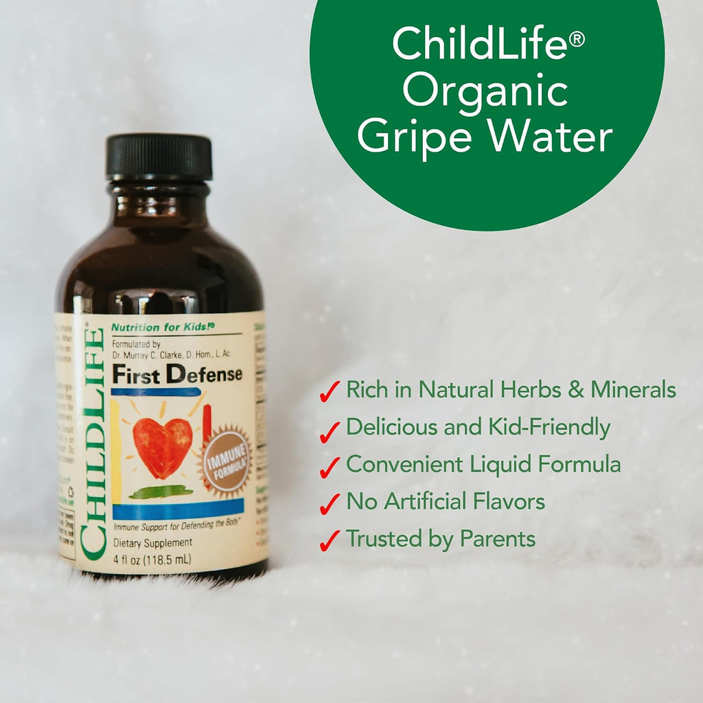 CHILDLIFE ESSENTIALS First Defense - Jarabe de Defensas para Niños, Bebés 6+ Meses, con Saúco y Zinc, 118 ml