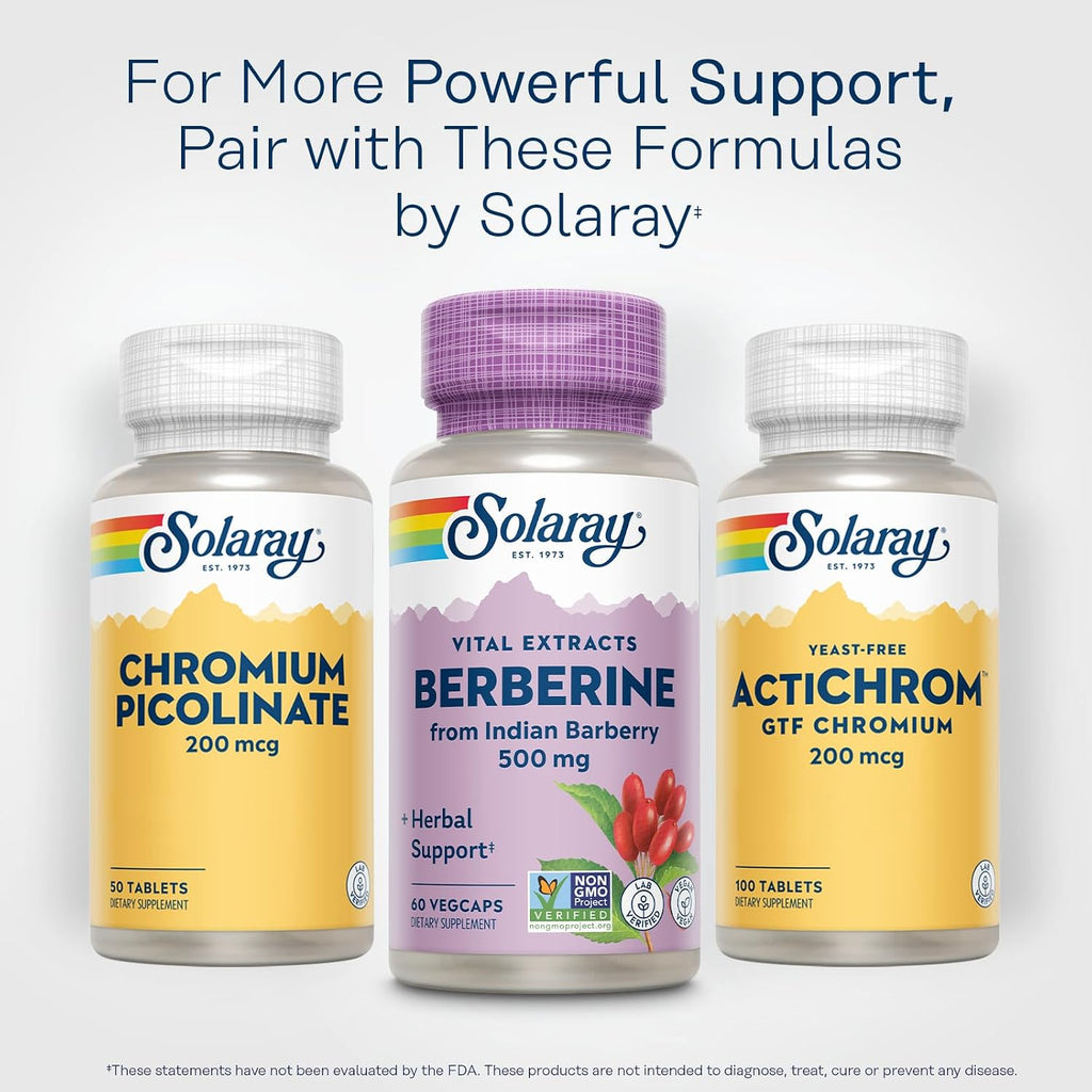 SOLARAY Berberina 500mg - Suplemento Vegano con Berberina HCL de Agracejo Indio - 60 Cápsulas