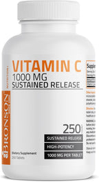 Bronson Vitamin C 1000 mg Sustained Release - Non-GMO Ascorbic Acid - 250 Tablets