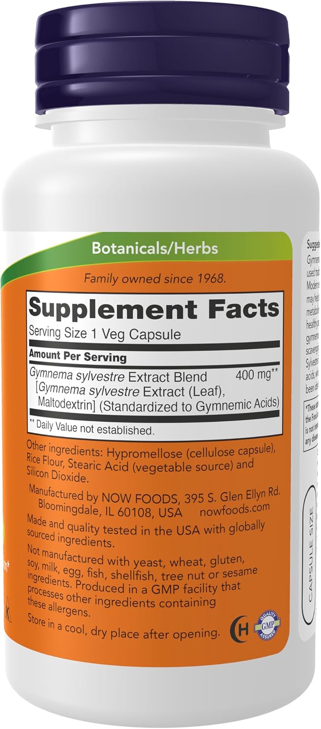 NOW Foods Gymnema Sylvestre 400 mg, 90 Cápsulas Veganas