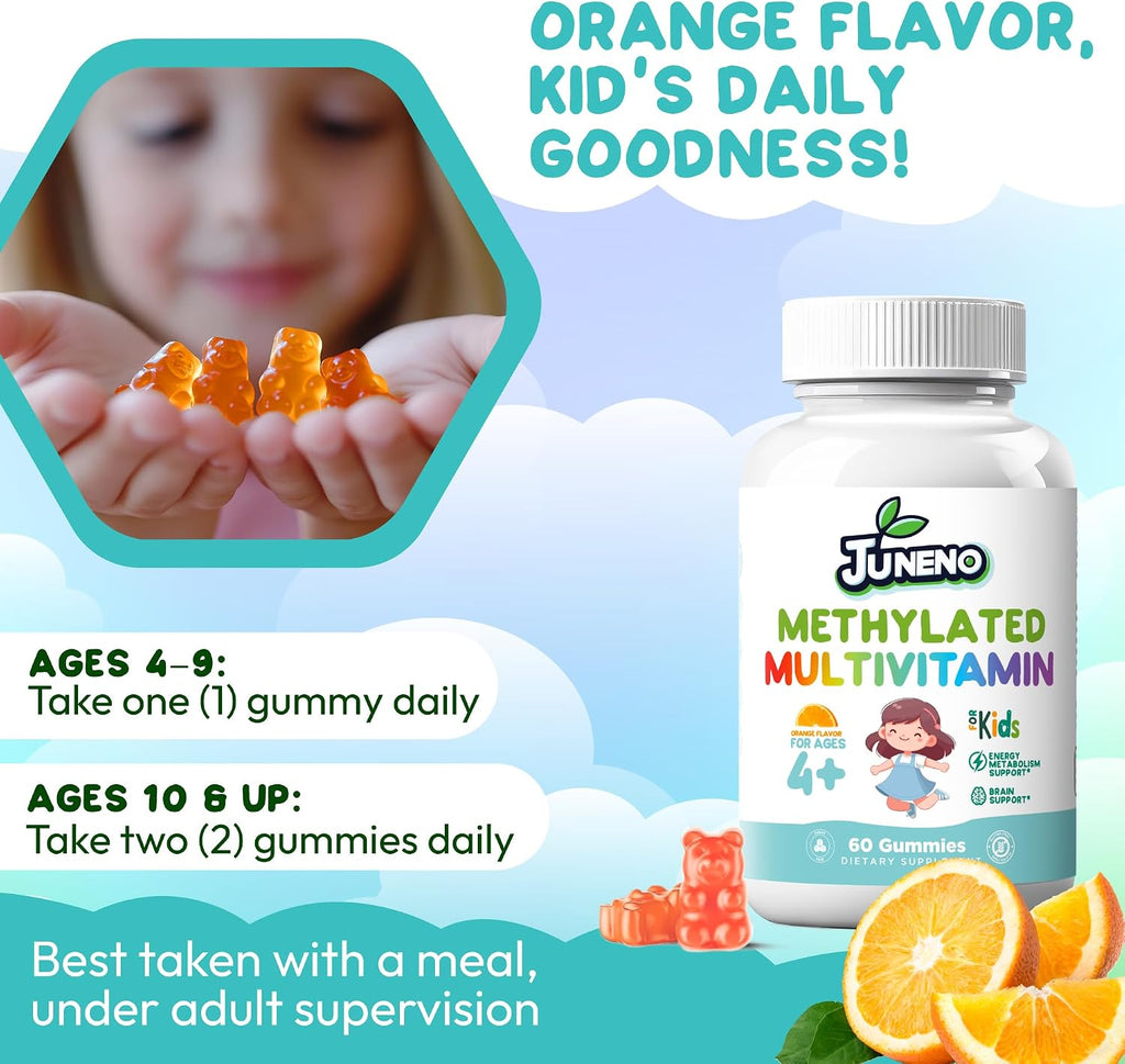 Gominolas Multivitamínicas Metiladas para Niños con Complejo B, 5-MTHF y Metilcobalamina - Sin Azúcar, Vegano