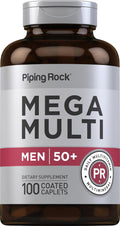 Piping Rock Multivitamínico para Hombres Mayores de 50 Plus | 100 Tabletas | con Vitamina D3, Potasio y Folato | Suplemento Mineral Diario | Sin Transgénicos, Sin Gluten
