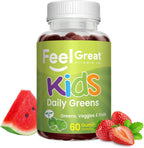 Feel Great Super Green Gummies para Niños | Gominolas de Frutas y Verduras | Multivitamínico Vegano