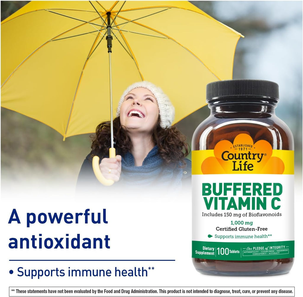Country Life Vitamina C Tamponada 1000 mg con Bioflavonoides - 100 Comprimidos