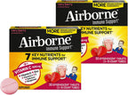 Airborne 1000mg Vitamina C con Vitamina D + Zinc Multivitamínico Sin Azúcar Comprimidos Efervescentes Sabor Very Berry, 30 Comprimidos (2 Pack)