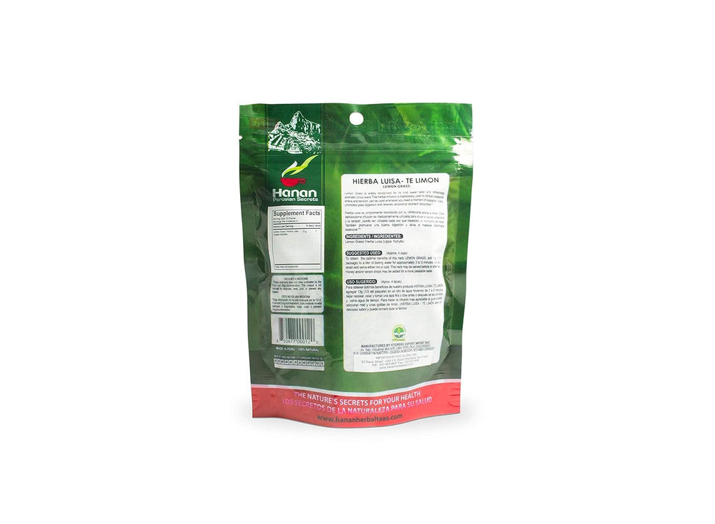 Hanan Peruvian Secrets Hierba Luisa Té Limón | 100% Natural | 40g (6 paquetes)