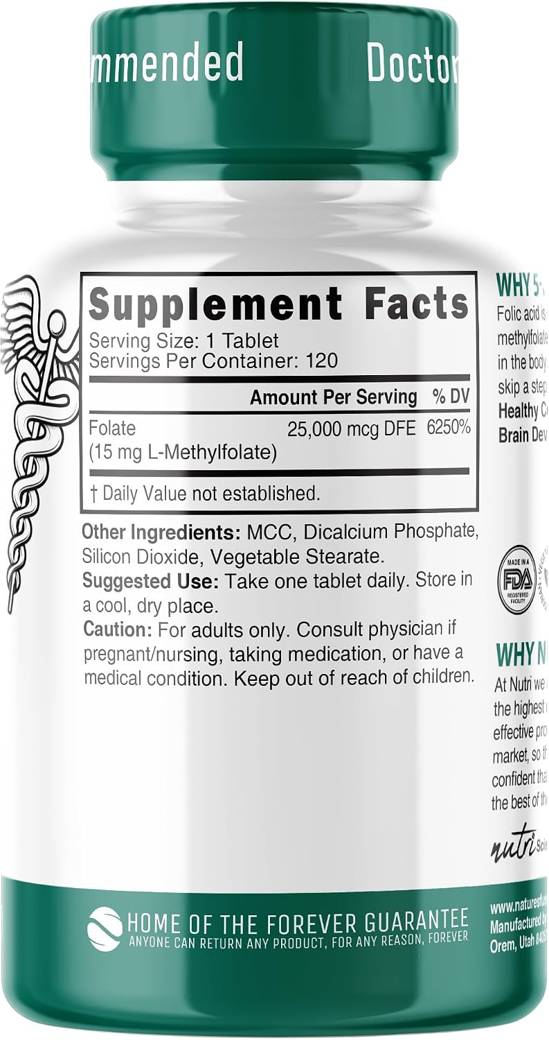 Nutri 5-MTHF L-Metilfolato 15mg, 120 comprimidos veganos