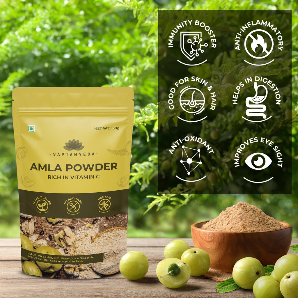 SAPTAMVEDA Amla Indian Gooseberry Powder (150g)/ 5.29 Ounce