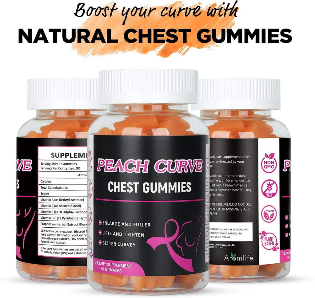 Aromlife Chest Gummies - 60 Gominolas con sabor a melocotón y forma de osito