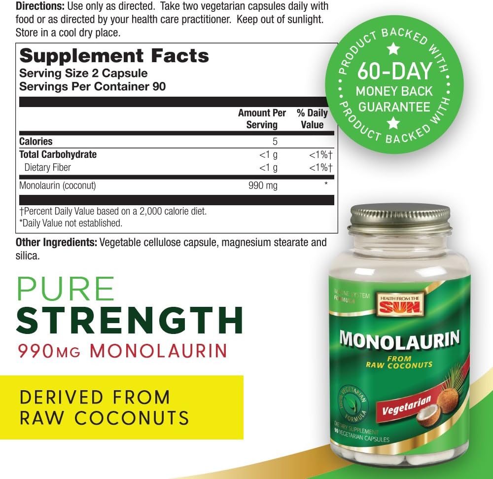 Monolaurin 990 mg - 90 Cápsulas Veganas
