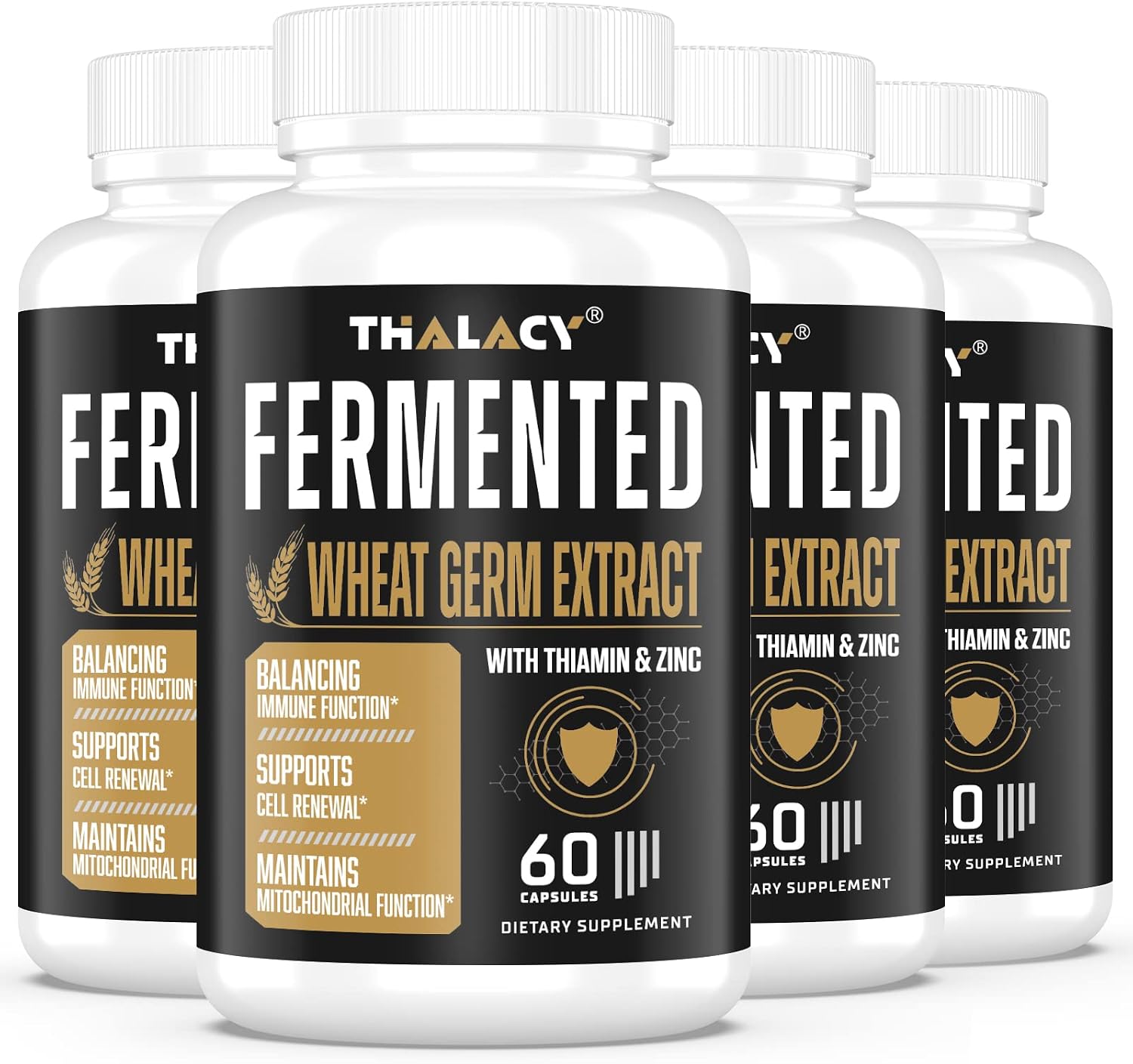 Thalacy Cápsulas de Espermidina 13mg - 1300mg Extracto de Germen de Trigo, 4 Paquetes