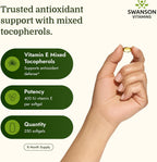 Swanson E-400 Mixed Tocopherols - Antioxidant Supplement to Support Heart Health* - Contains D-Alpha Tocopherol - Non-GMO - 250 Softgels