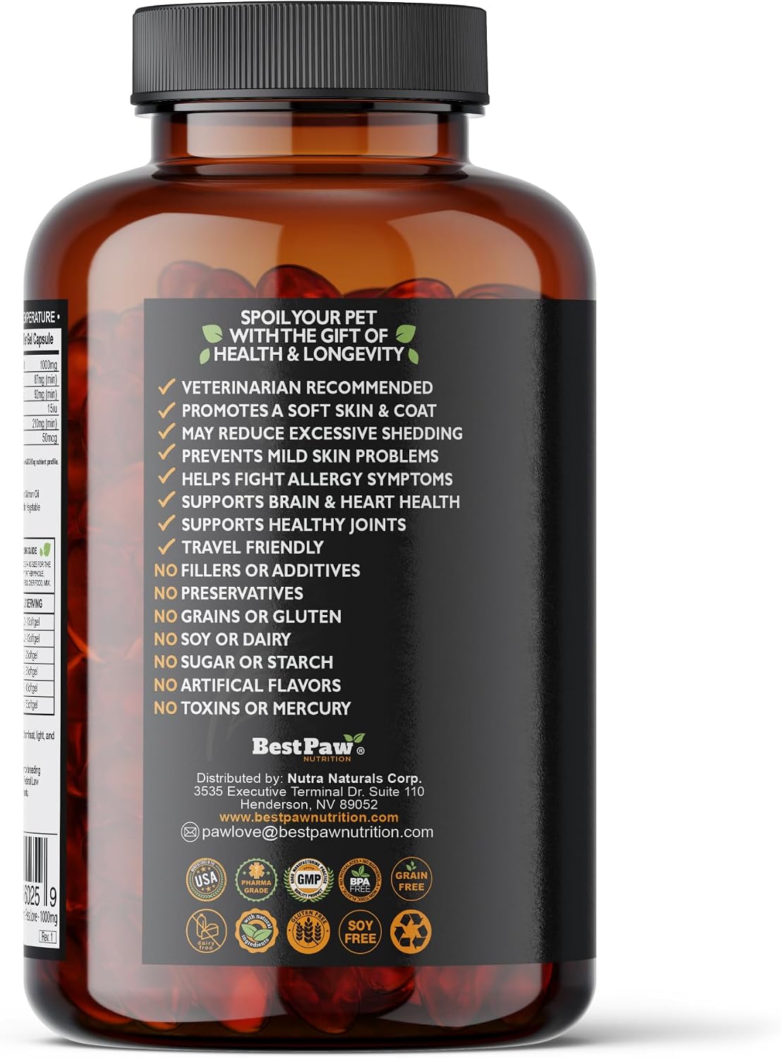 Aceite de Salmón Salvaje de Alaska para Perros y Gatos - Omega 3 en Cápsulas Blandas - 1000mg EPA/DHA, 120 Cápsulas