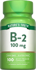 Nature's Truth Vitamina B2 (Riboflavina) 100 mg, 100 Cápsulas - Suplemento sin OGM y sin gluten