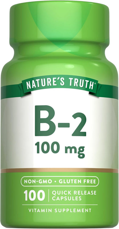 Nature's Truth Vitamina B2 (Riboflavina) 100 – Vitamina B esencial: La vitamina B2 es una vitamina del grupo B que – Image 1