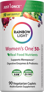 Rainbow Light Women's One+ Multivitamin 50 Plus | 90 Comprimidos | Apoya la Menopausia | Nutrientes de Alimentos Reales, Enzimas Digestivas y Probióticos
