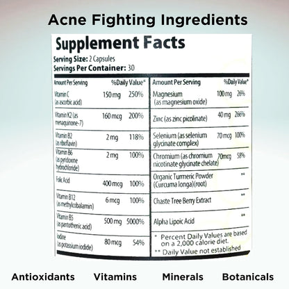 Clear Skin Acne Vitamins - Cápsulas para – Zinc (picolinato de zinc): El zinc contribuye al mantenimiento de una – Image 8
