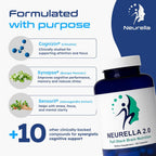Neurella 2.0 Nootropic Brain Supplement – Suplemento Cognitivo para Adultos con NAC, Ashwagandha y Vitamina B12, 120 Cápsulas Veganas
