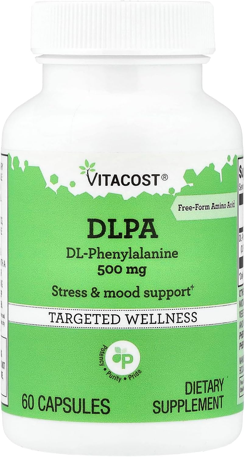 Vitacost DLPA, 500 mg, 60 Cápsulas - DL-Fenilalanina