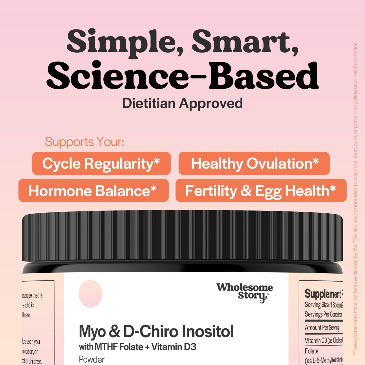 Suplemento de Inositol en polvo con Folato MTHF + Vitamina D3 | Myo-Inositol y D-Chiro Inositol | Vitamina B8 | 30 porciones