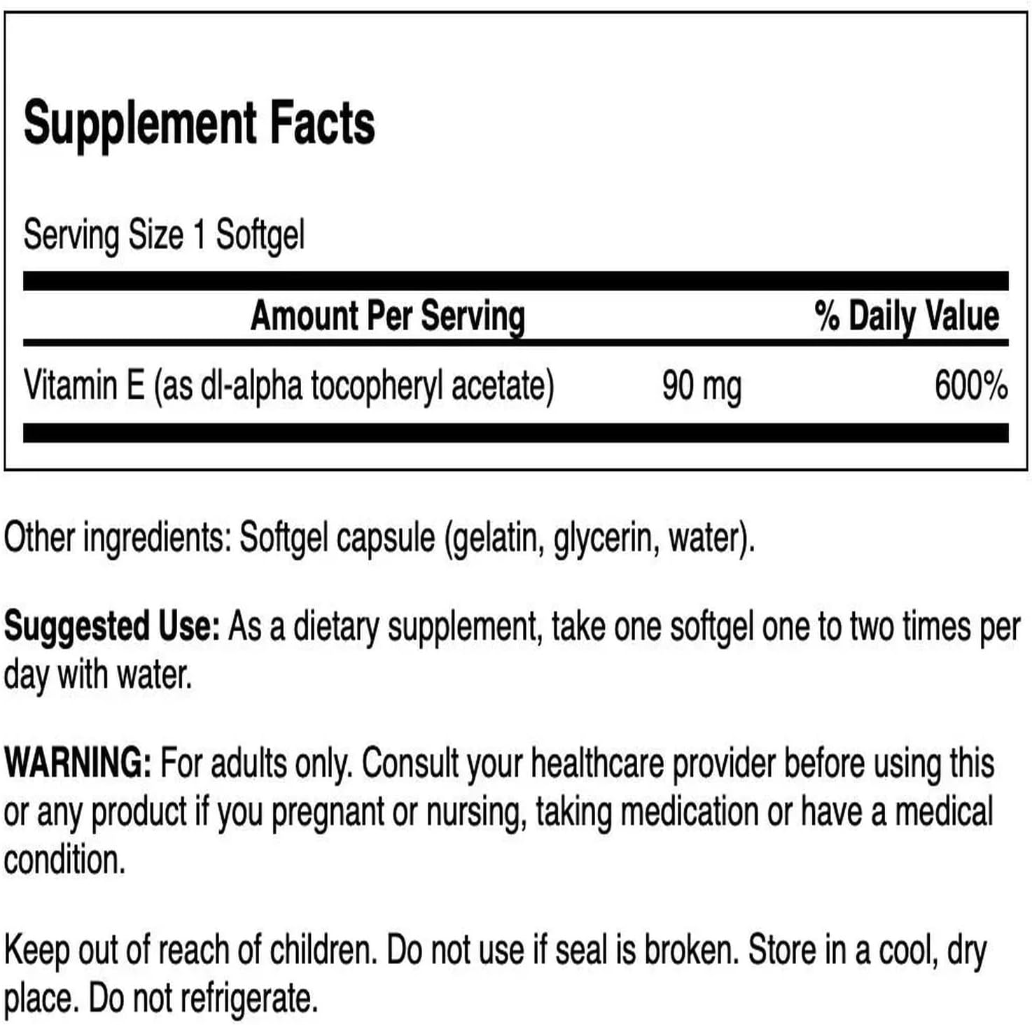 Swanson Vitamina E 200 UI (90 mg) 60 Cápsulas Blandas