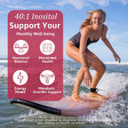 Inositol Gummies con Aceite de Onagra para Mujeres - 40:1 Myo-Inositol 2000mg & D-Chiro Inositol 50mg con Vit D3 B6 B12 y Zinc, Sin Azúcar, Vegano (60 unidades)