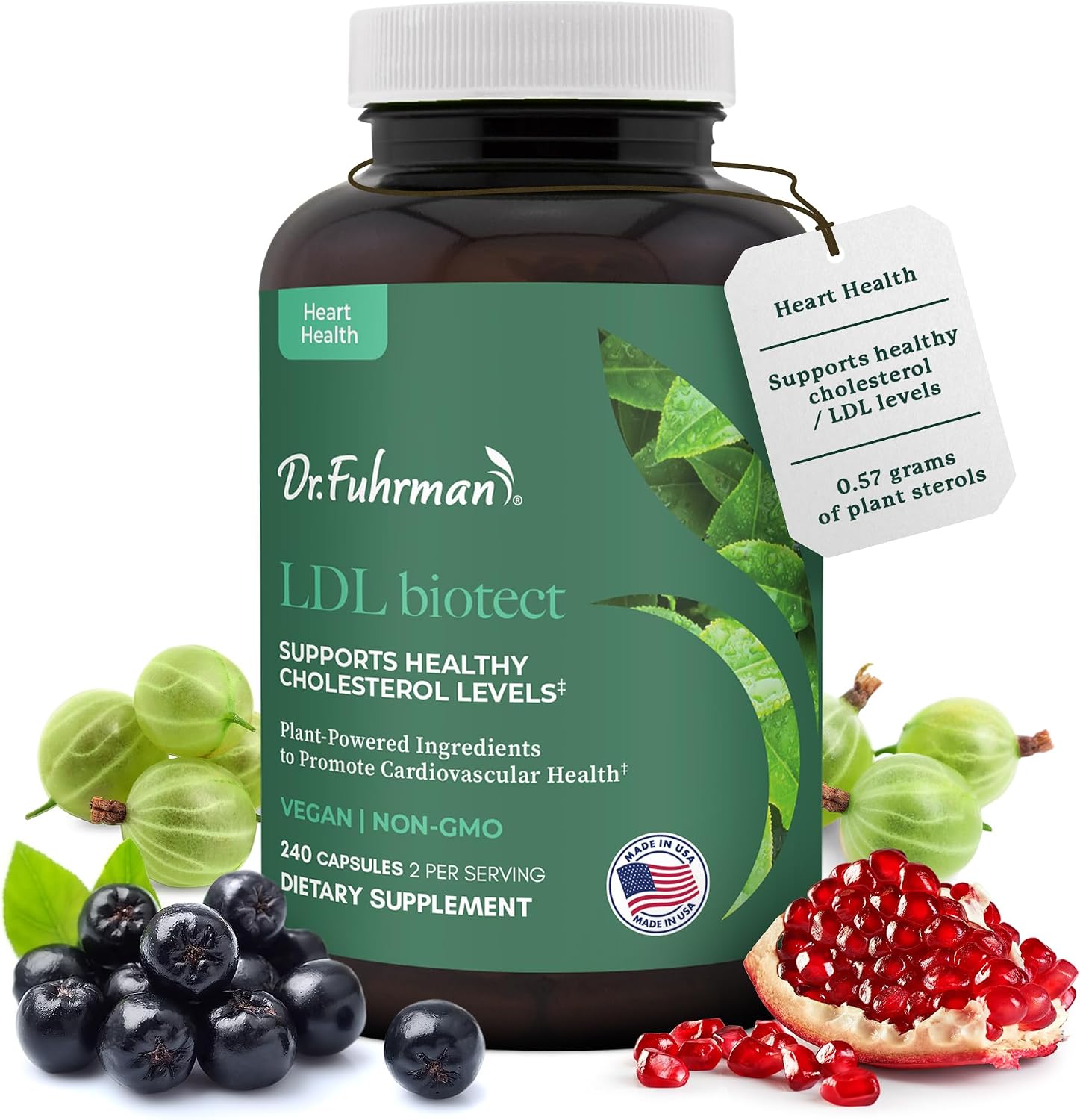 Dr. Fuhrman's LDL Biotect - Suplemento con Esteroles Vegetales y Extractos Orgánicos - 240 Cápsulas