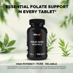 Vitabod Ácido Fólico 1 mg (1000 mcg) - 500 Comprimidos Veganos